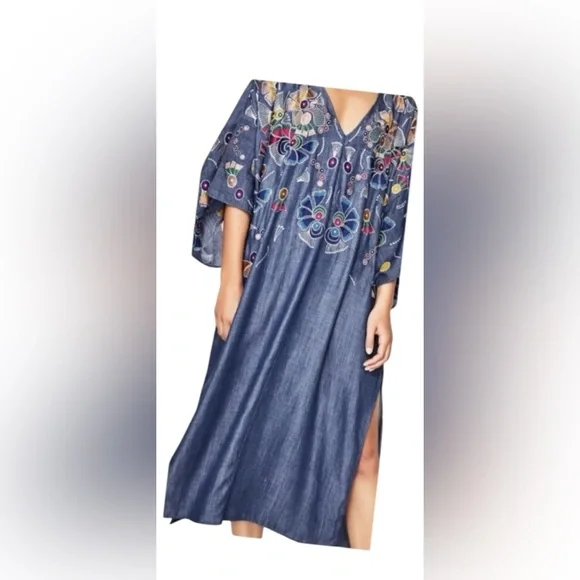Zara Floral Embroidered Maxi Dress - Blue - Picture 4 of 4